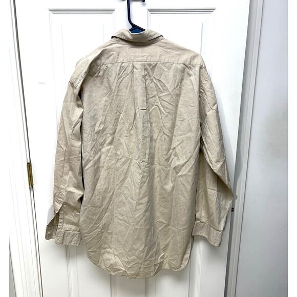 Ralph Lauren Button Down Dress Shirt, Tan Yarmouth Cotton, Men's Size 16 34 - Picture 3 of 4
